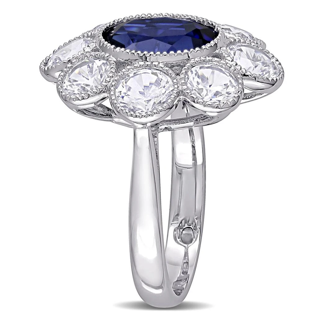 商品Mimi & Max|8 3/5 CT TGW Created Blue and Created White Sapphire Floral Ring in 10K White Gold,价格¥4451,第2张图片详细描述