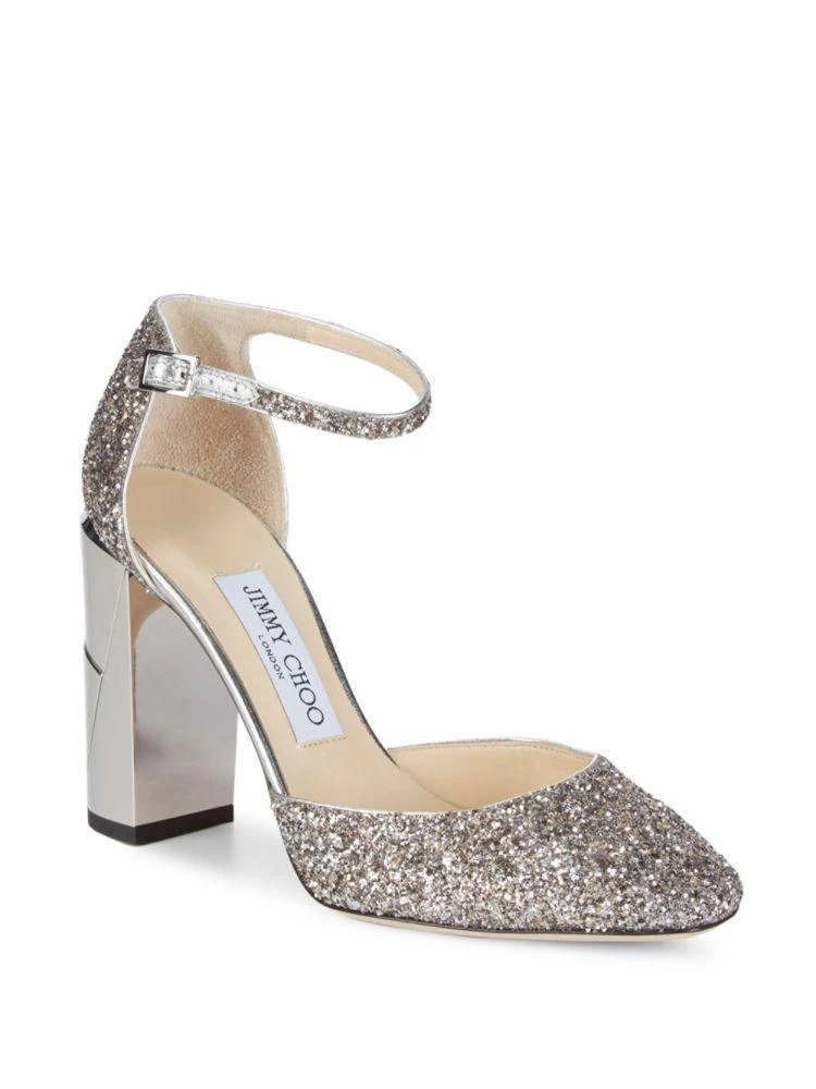商品Jimmy Choo|Mabel Metallic Glitter Block Heels,价格¥2956,第1张图片