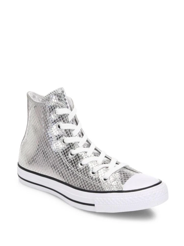 商品Converse|Chuck Taylor All-Star Snake-Print Metallic Leather High-Top Sneakers,价格¥446,第1张图片