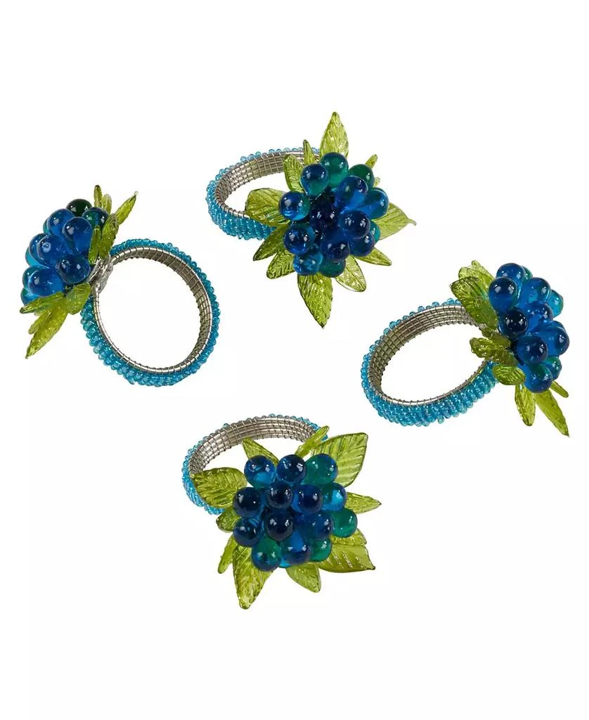 Flower and Leaves Design Beaded Napkin Ring, Set of 4 商品