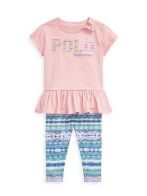 商品Ralph Lauren|Baby Girl's 2-Piece Peplum T-Shirt & Leggings Set,价格¥197,第1张图片