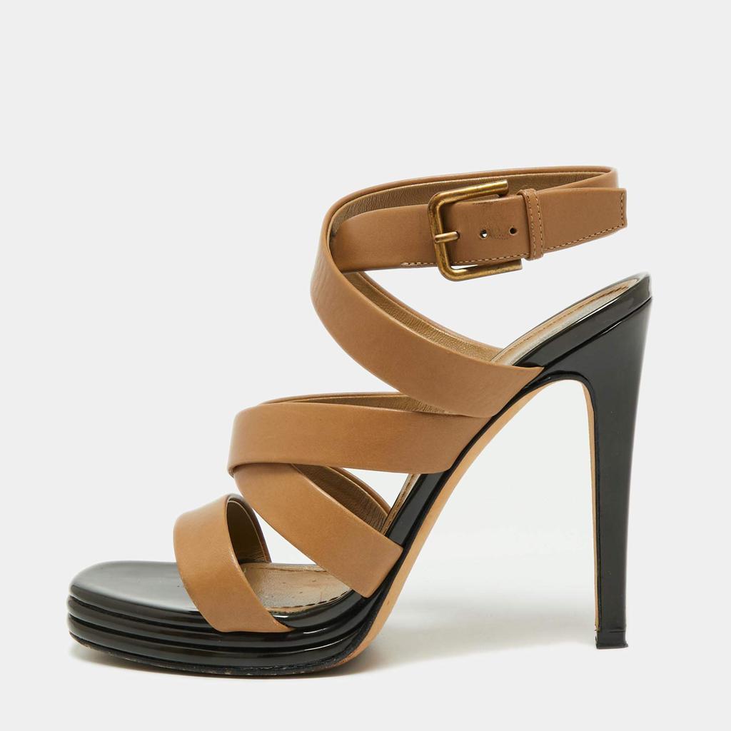 商品[二手商品] Yves Saint Laurent|Saint Laurent Paris Brown Leather Strappy Sandals Size 37,价格¥3059,第1张图片