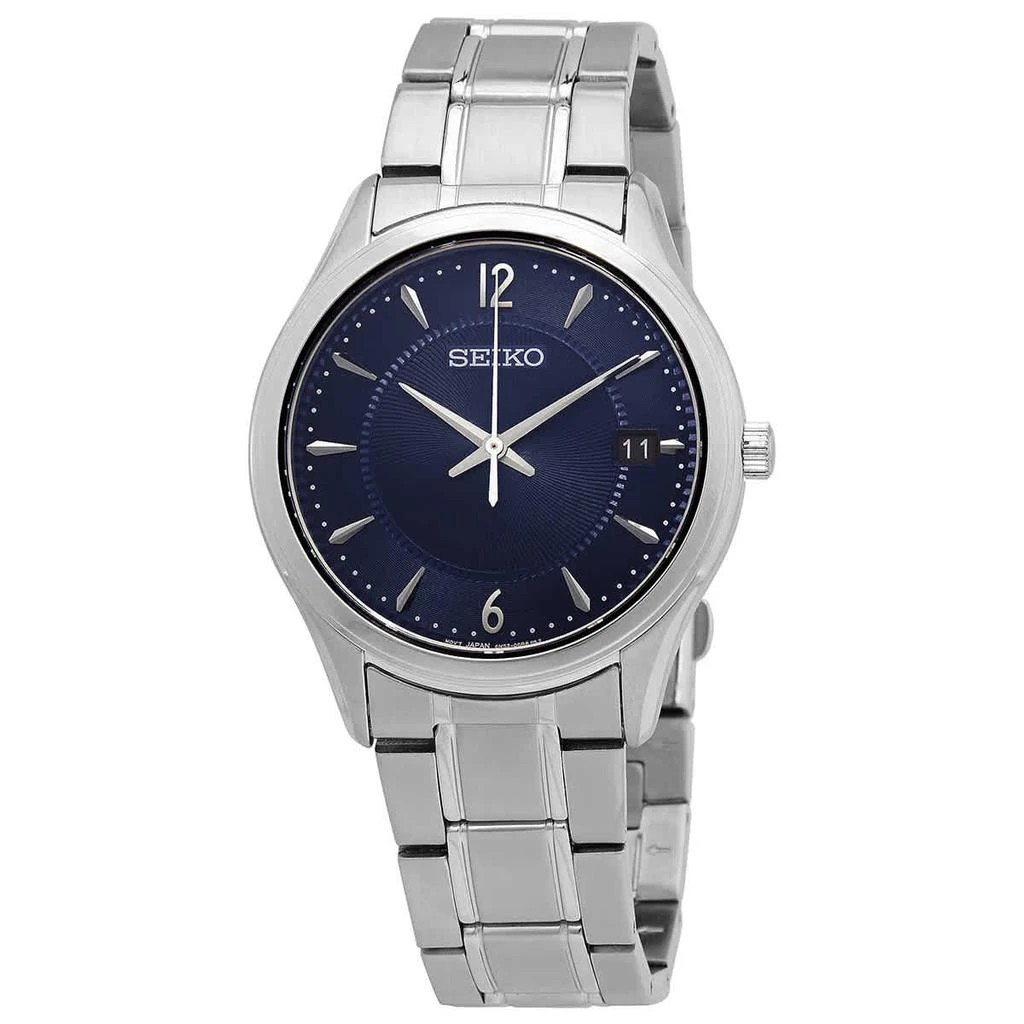 商品Seiko|Noble Quartz Blue Dial Stainless Steel Men's Watch SUR419,价格¥893,第1张图片