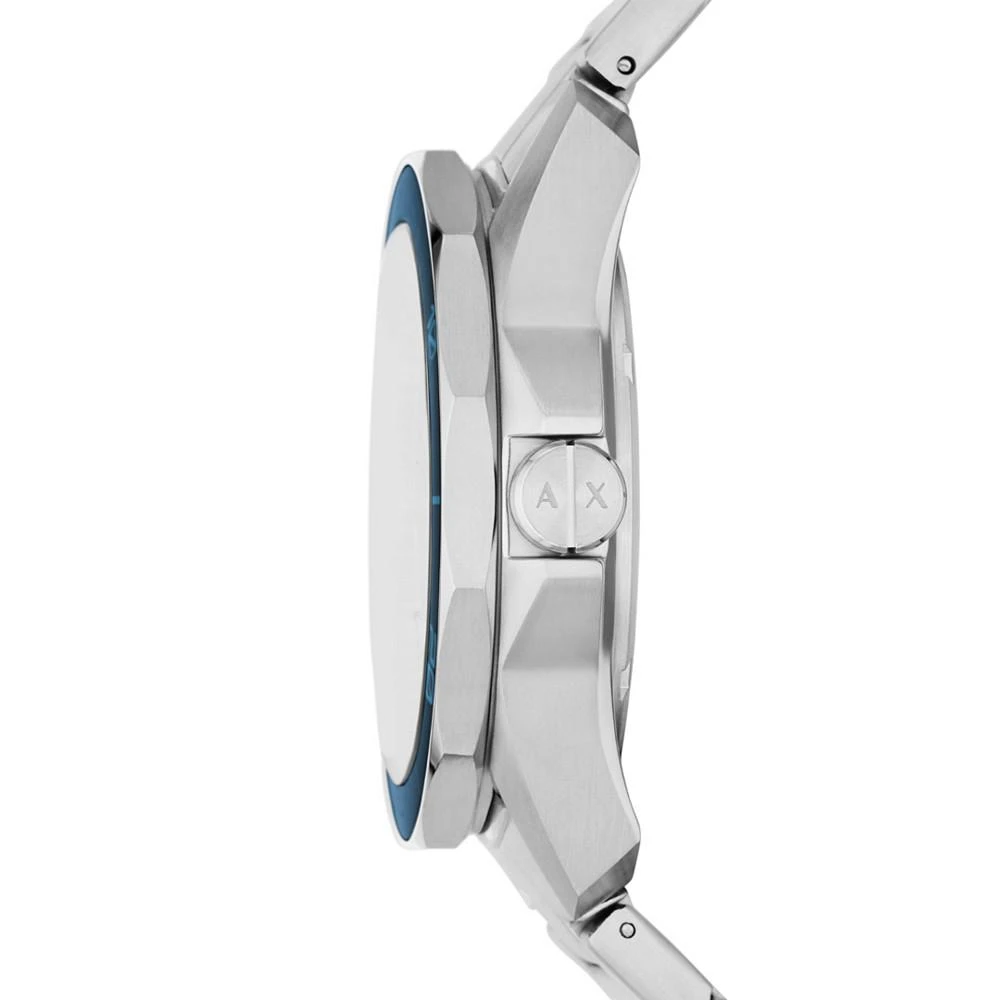 商品Armani Exchange|Men's Quartz Three Hand Date Silver-Tone Stainless Steel Watch 44mm,价格¥1469,第2张图片详细描述