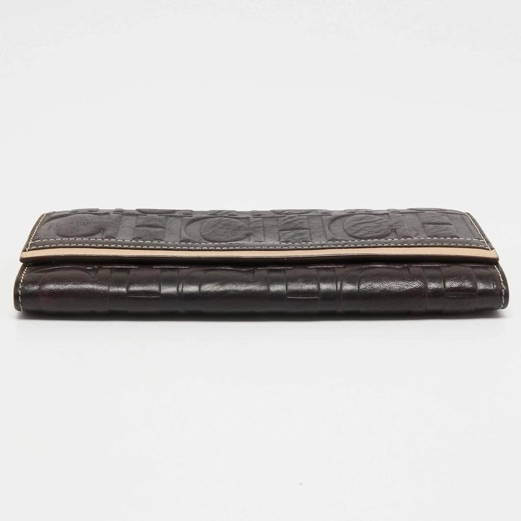 CH Carolina Herrera Brown/Beige Monogram Embossed Leather Continental Wallet 商品