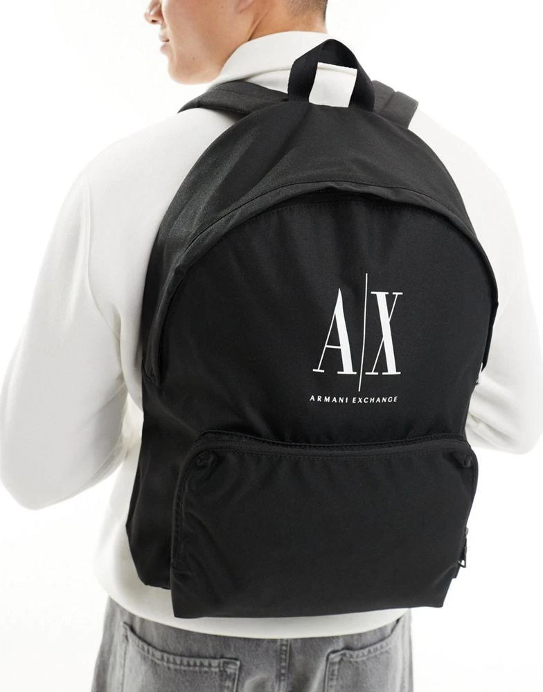 商品Armani Exchange|Armani Exchange logo backpack in black,价格¥552,第1张图片