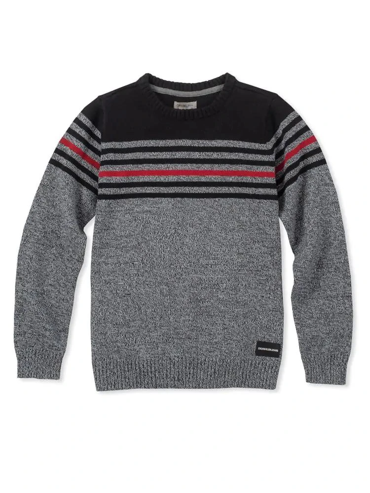 商品Calvin Klein|Boy's Sportswear Strike Stripe Cotton Sweater,价格¥109,第2张图片详细描述