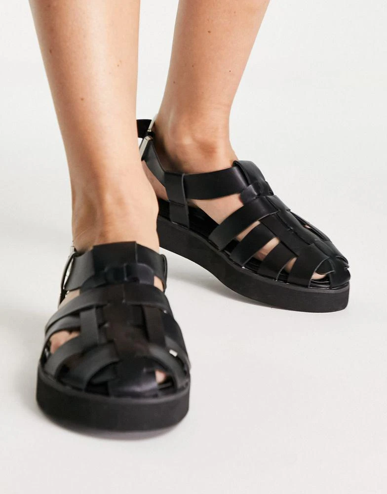 商品ASOS|ASOS DESIGN Matilda fisherman flat shoe in black,价格¥122,第4张图片详细描述