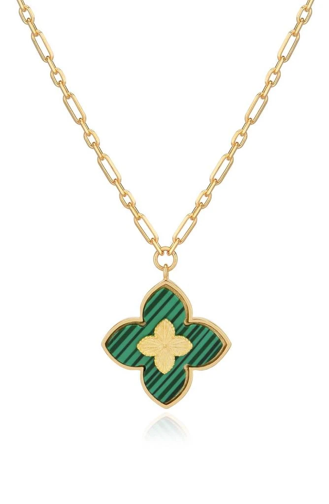 商品Gabi Rielle|Sterling Silver & Malachite Clover Pendant Necklace,价格¥578,第1张图片