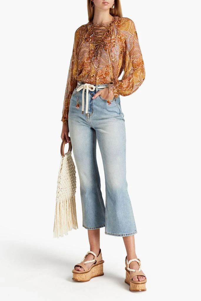 商品Zimmermann|Faded high-rise kick-flare jeans,价格¥1251,第2张图片详细描述