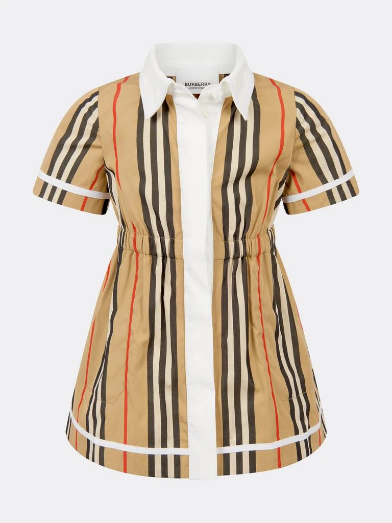 商品Burberry|Burberry Beige Baby Girls Cotton Short Sleeve Check Dress,价格¥1623,第1张图片