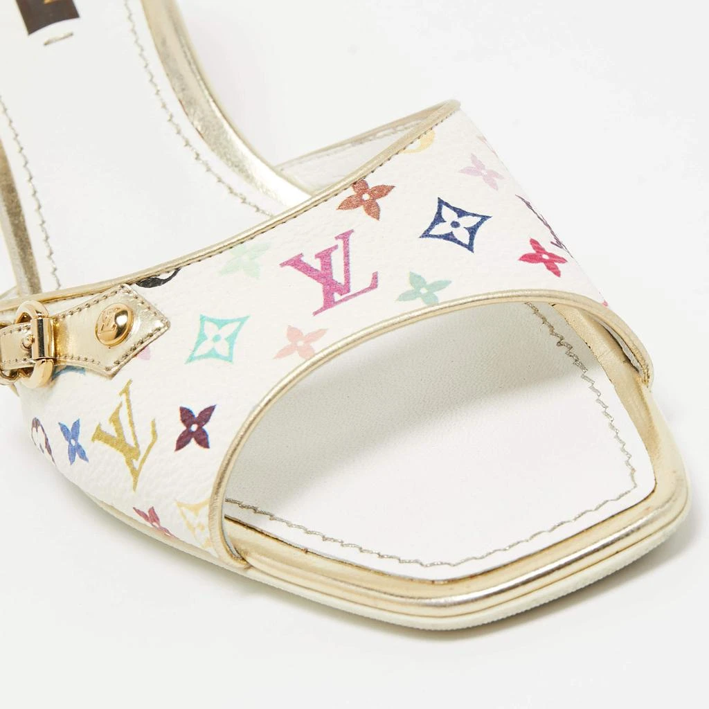 Louis Vuitton White Leather and Monogram Canvas Slide Sandals Size 37.5 商品
