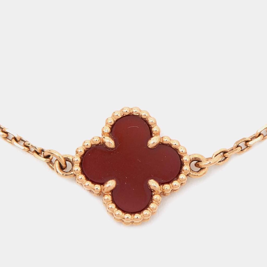 Van Cleef & Arpels Sweet Alhambra Carnelian 18k Rose Gold Bracelet商品第2张图片规格展示