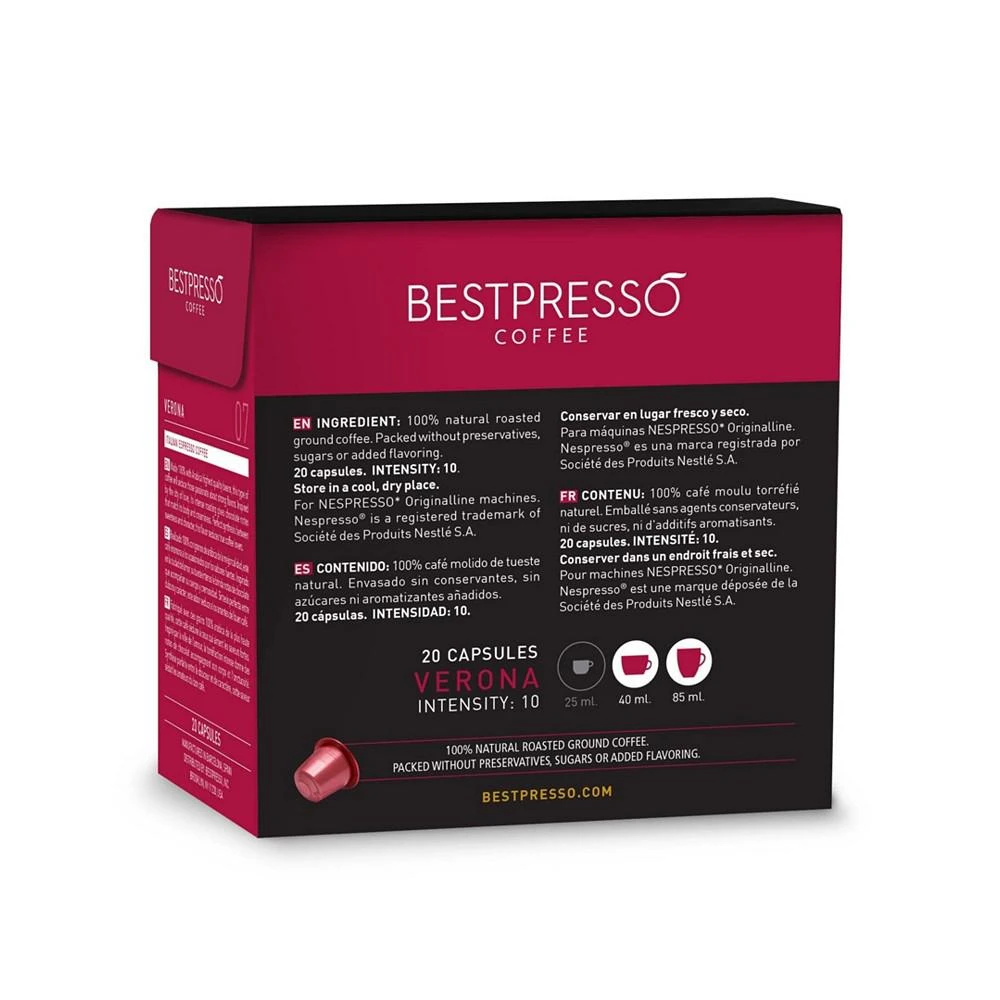 商品Bestpresso|Coffee Verona Flavor 20 Capsules per Pack for Nespresso Original Machine,价格¥75,第2张图片详细描述
