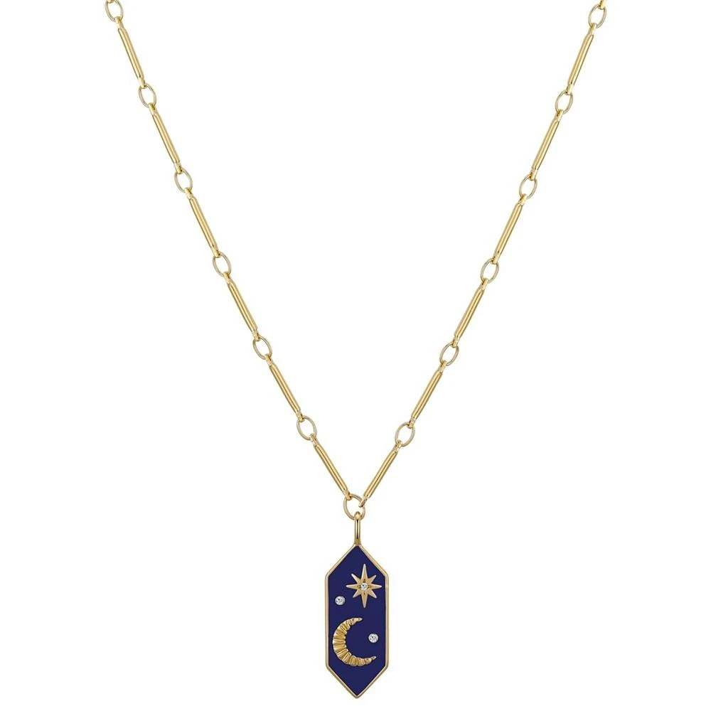 商品Unwritten|Crystal Moon and Star Talisman Link Bar Chain Necklace,价格¥203,第1张图片