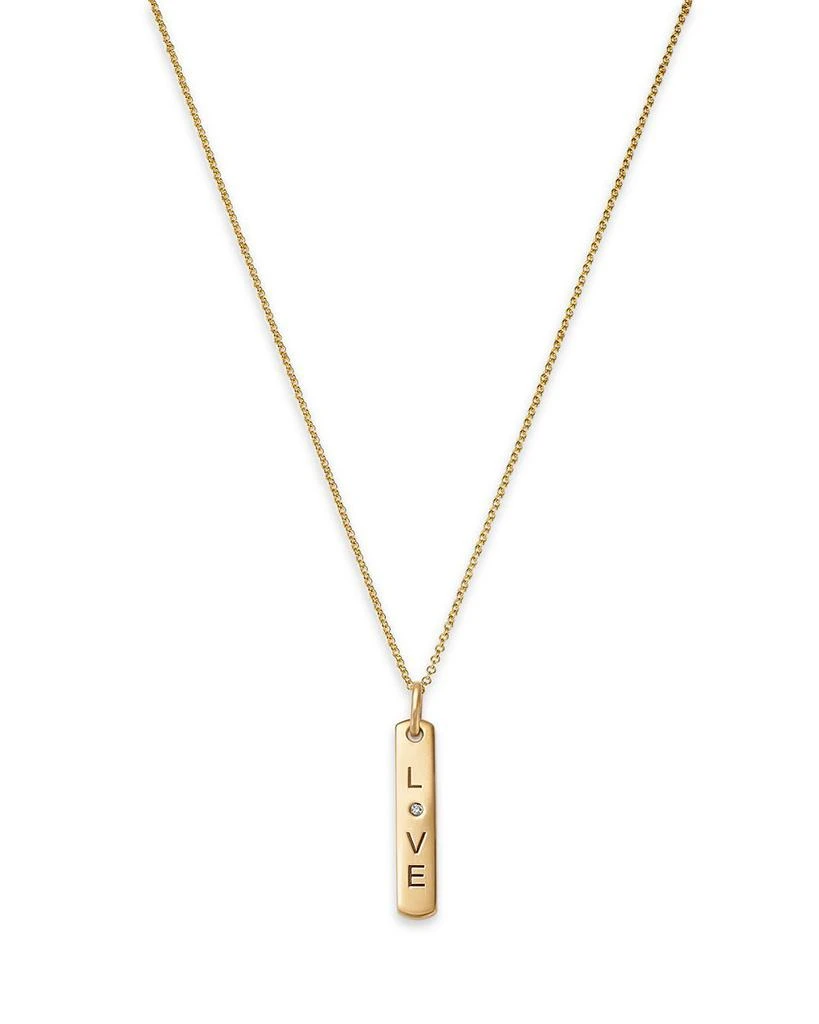 商品Bloomingdale's Fine Collection|Diamond Love Dogtag Pendant Necklace in 14K Yellow Gold, 0.01 ct. t.w.,价格¥16407,第1张图片