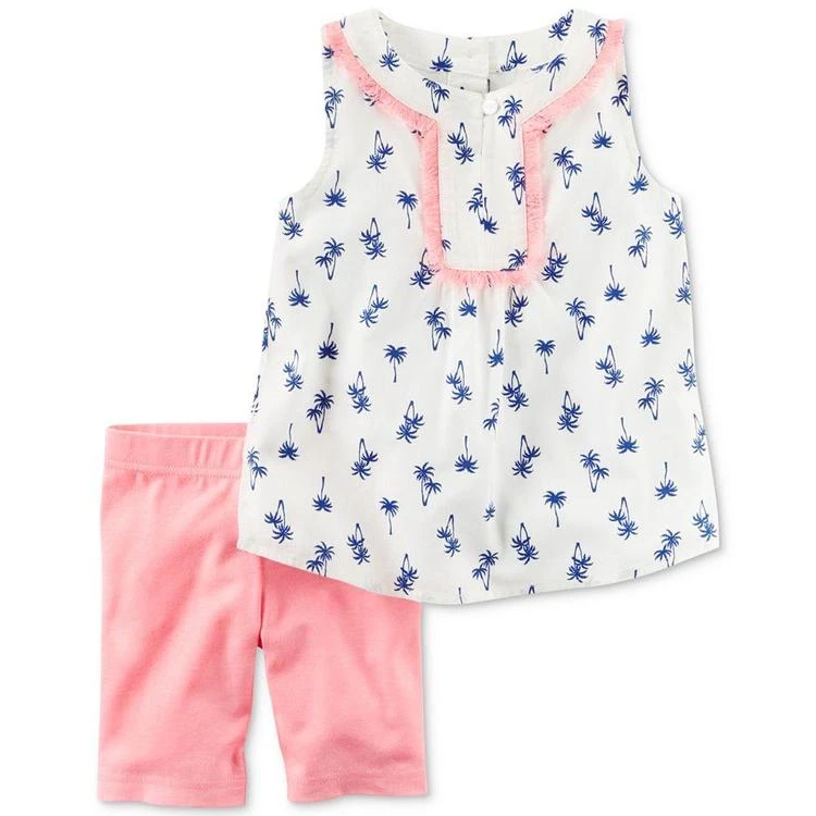 商品Carter's|2-Pc. Palm-Print Tunic & Shorts Set, Baby Girls (0-24 months),价格¥50,第2张图片详细描述