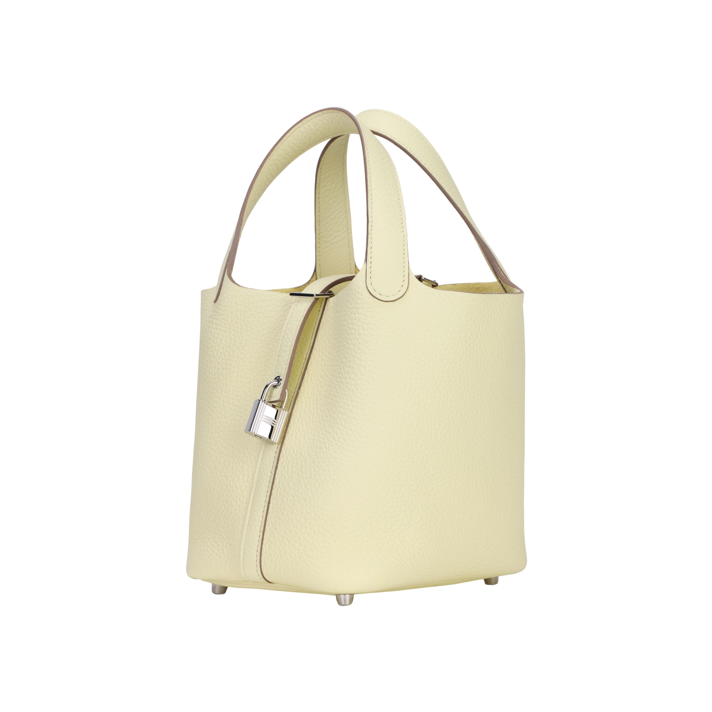 商品[国内直发] Hermes|爱马仕 Picotin Lock 18 银扣 Clemence小公牛皮 菜篮子水桶包手提包 男女同款情侣款 Jaune Milton米尔顿黄,价格¥35822,第4张图片详细描述