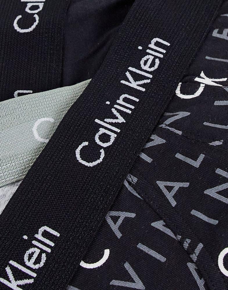 Calvin Klein 3 pack hipster briefs with logo waistband in multi logo print商品第4张图片规格展示