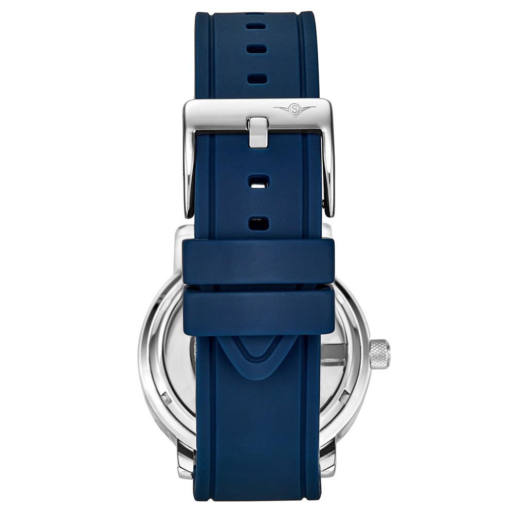 Men's Blue Rubber Silicone Strap Watch 42mm商品第2张图片规格展示