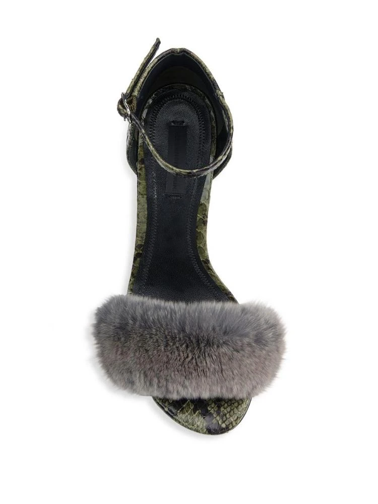 商品Alexander Wang|Abby Tilt-Heel Rabbit Fur & Snakeskin Sandals,价格¥2083,第4张图片详细描述