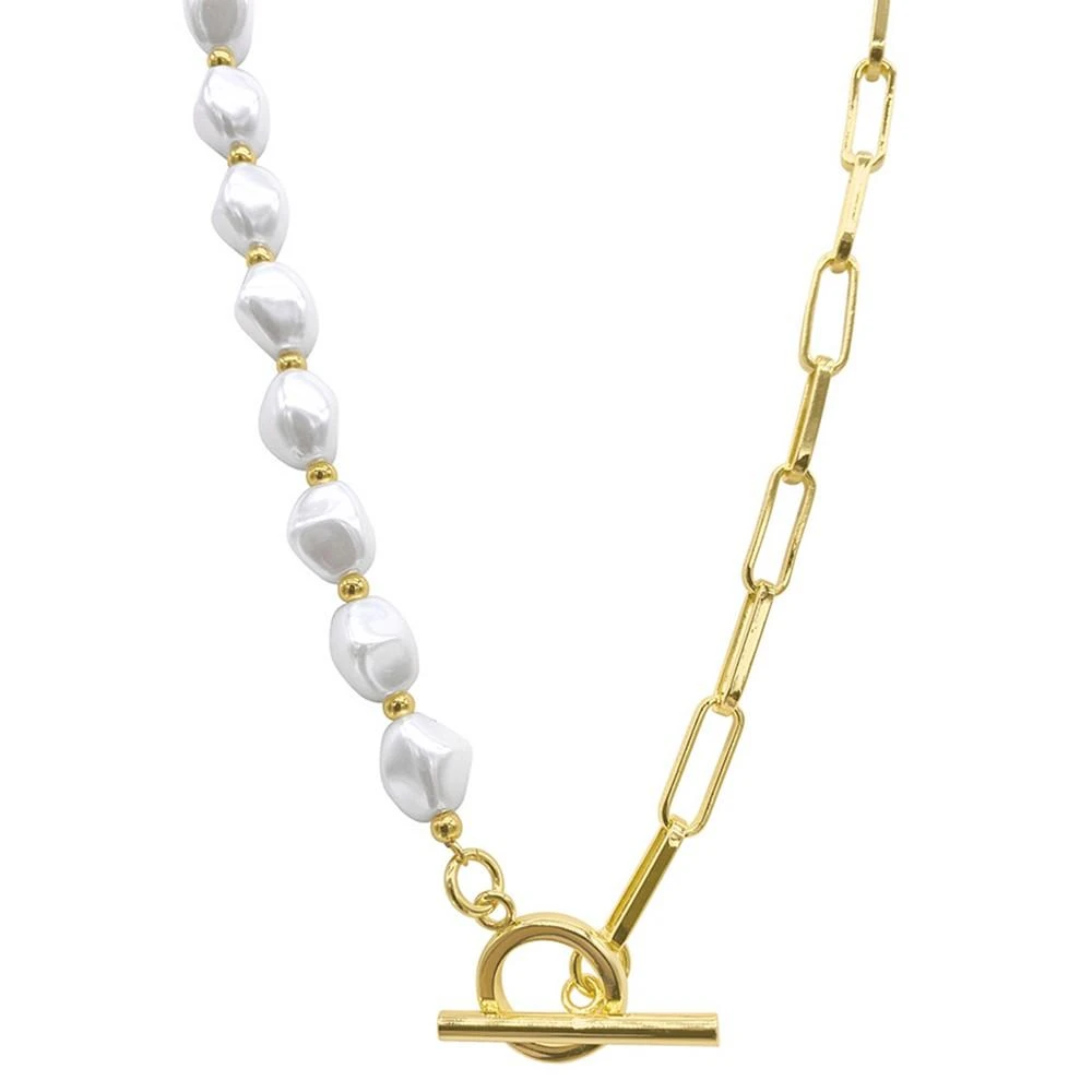 商品ADORNIA|14k Gold-Plated Imitation Pearl & Paperclip Chain 17" Toggle Necklace,价格¥202,第2张图片详细描述