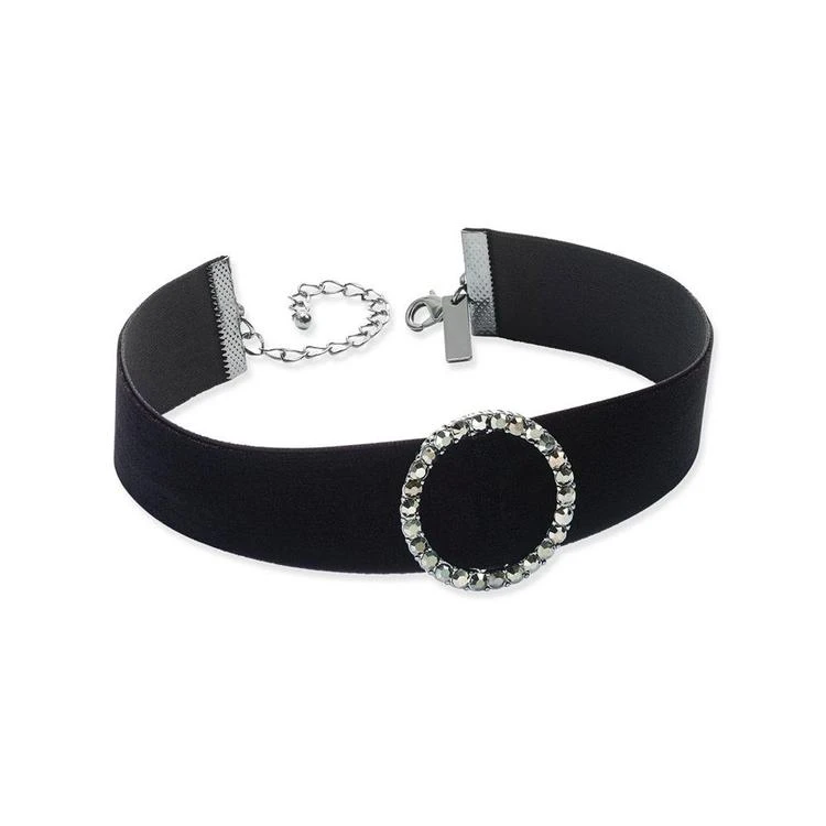 商品INC International|Hematite-Tone Pavé Circle Black Velvet Choker Necklace, Created for Macy's,价格¥57,第1张图片