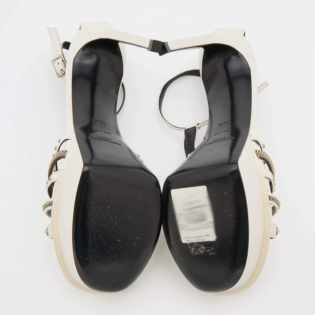 Saint Laurent White Leather Alice Studded Platform Sandals Size 39.5 商品