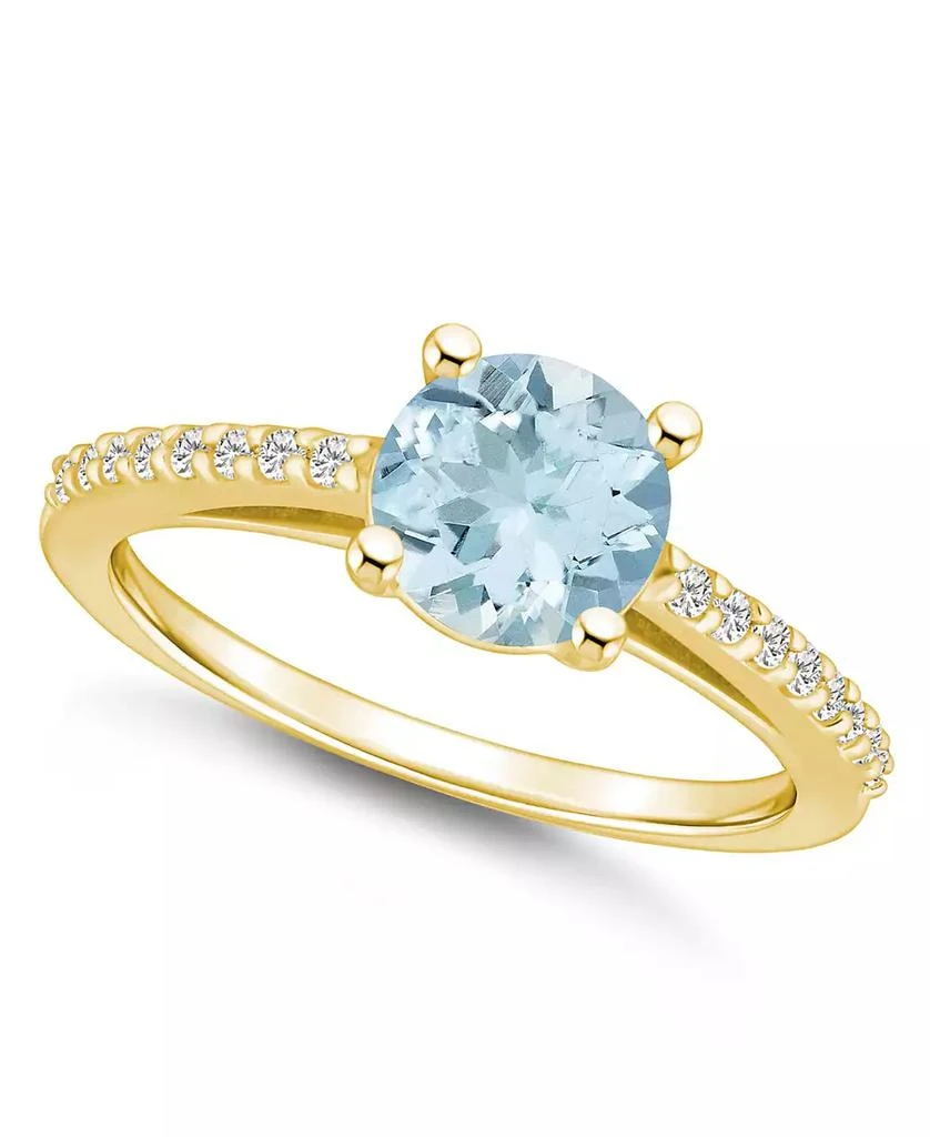 商品Macy's|Aquamarine (1-1/4 ct. t.w.) and Diamond (1/6 ct. t.w.) Ring in 14K Yellow Gold,价格¥23911,第1张图片