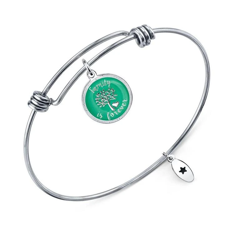 商品Unwritten|"Family is Forever" Adjustable Message Bangle Bracelet in Stainless Steel,价格¥103,第1张图片