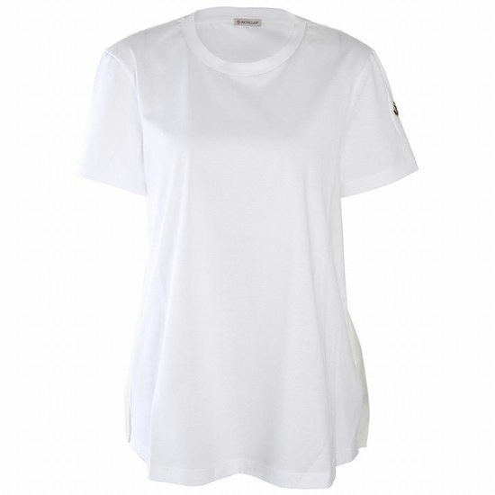 商品Moncler|MONCLER 女士白色荷叶边短袖T恤 8083100-8390X-001,价格¥1506,第1张图片