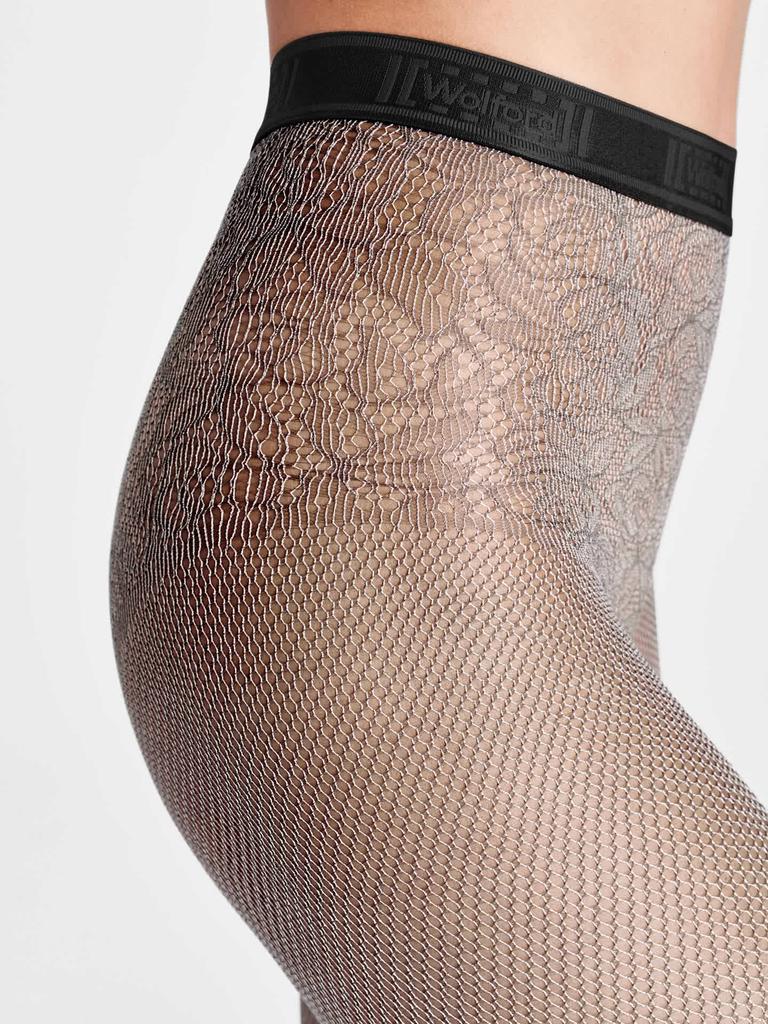 Wolford Ladies Black/Ash Hayden Two-tone Net Tights, Size Medium商品第2张图片规格展示