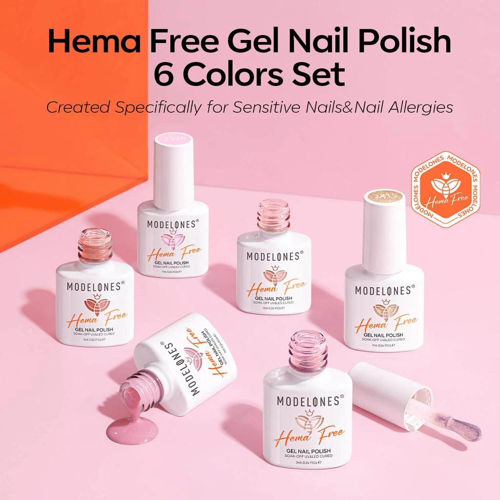 商品[国内直发] MODELONES|Sugarcoat - Hema-Free 6 Colors Gel Nail Polish Set 7ml,价格¥143,第2张图片详细描述