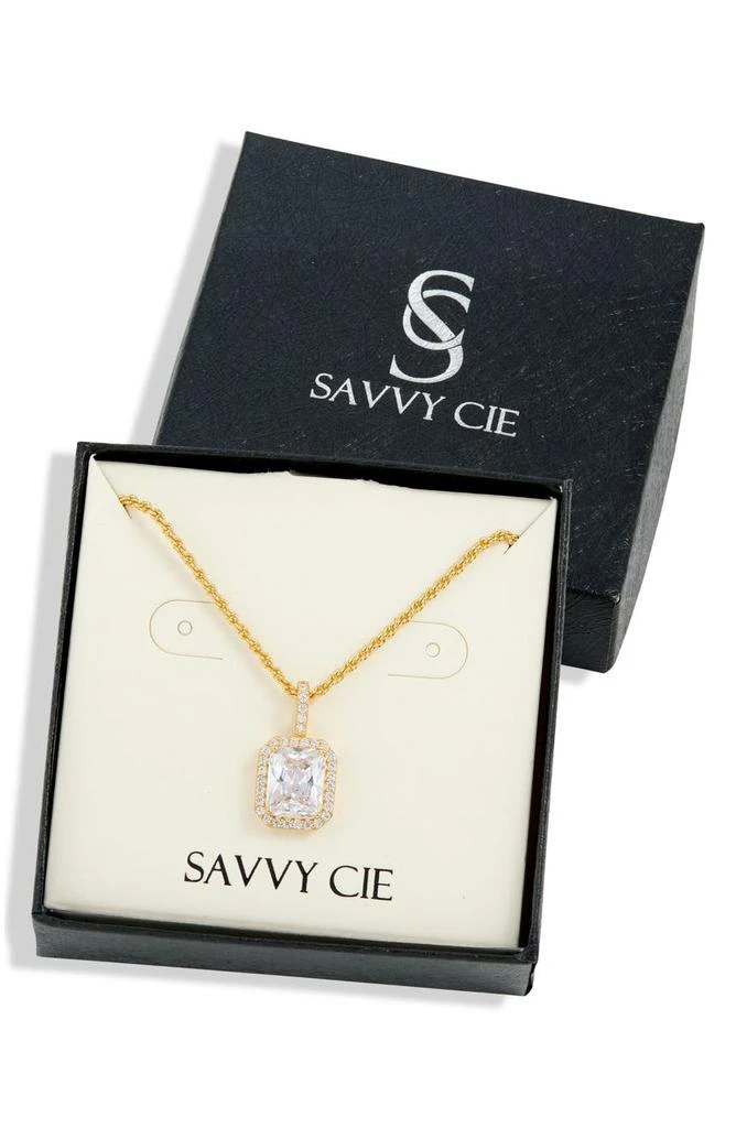 商品Savvy Cie Jewels|Cushion Halo Pendant Necklace,价格¥151,第2张图片详细描述