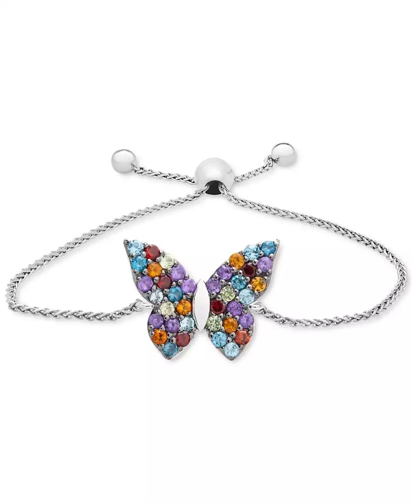 商品Macy's|Multi-Gemstone Butterfly Bolo Bracelet (7/8 ct. t.w.) in Sterling Silver,价格¥596,第3张图片详细描述