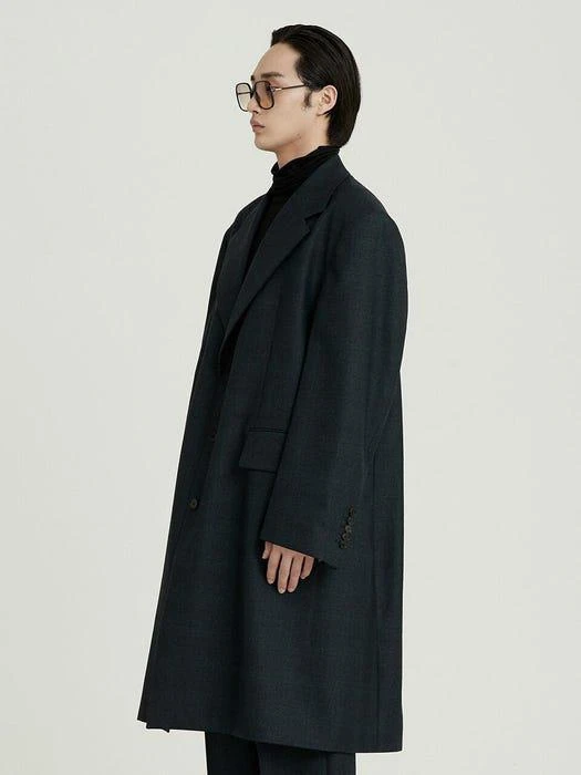 商品sunnus|Wool Three Button Oversized Coat Blue,价格¥3807,第4张图片详细描述