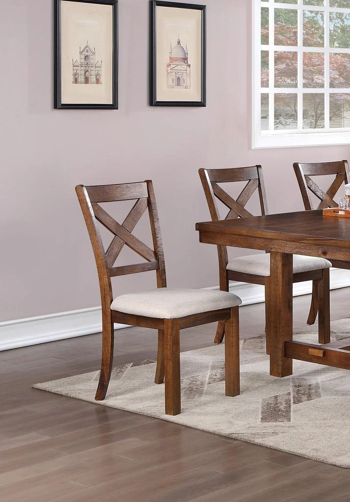 商品Streamdale Furniture|Streamdale Rustic Natural Fabric Dining Chairs,价格¥2370,第4张图片详细描述