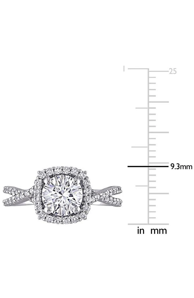 商品DELMAR|10K White Gold Lab Created Moissanite Halo Ring,价格¥6027,第3张图片详细描述