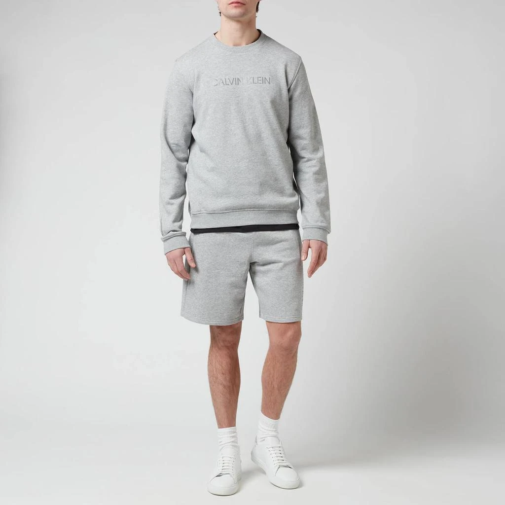 商品Calvin Klein|Calvin Klein Performance Men's Chest Logo Sweatshirt - Medium Grey Heather/Acid Lime,价格¥269,第3张图片详细描述