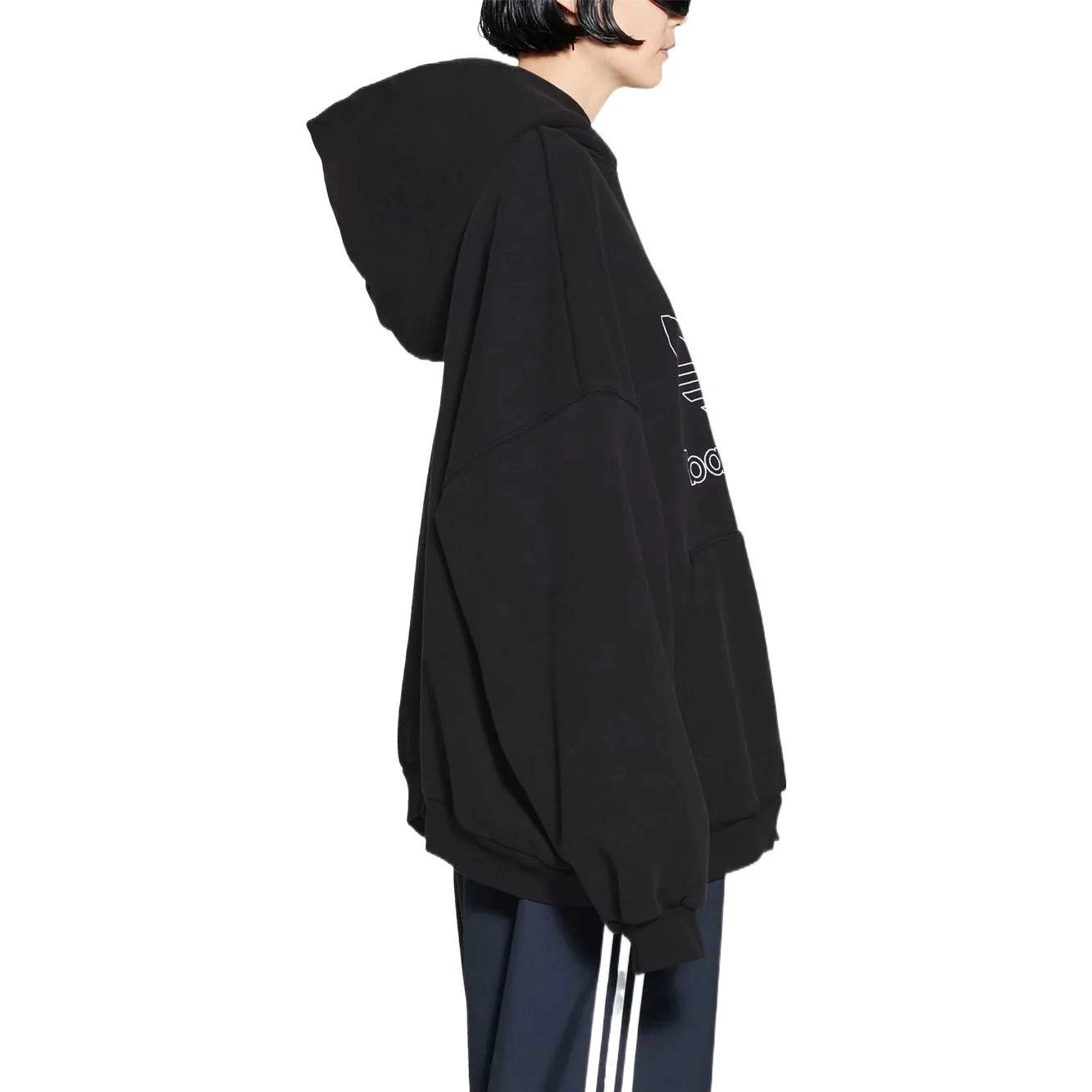 商品[国内直发] Balenciaga|巴黎世家 x adidas originals 联名款 SS23 Logo字母印花连帽卫衣 宽松版型 男女同款 黑色,价格¥5098,第9张图片详细描述