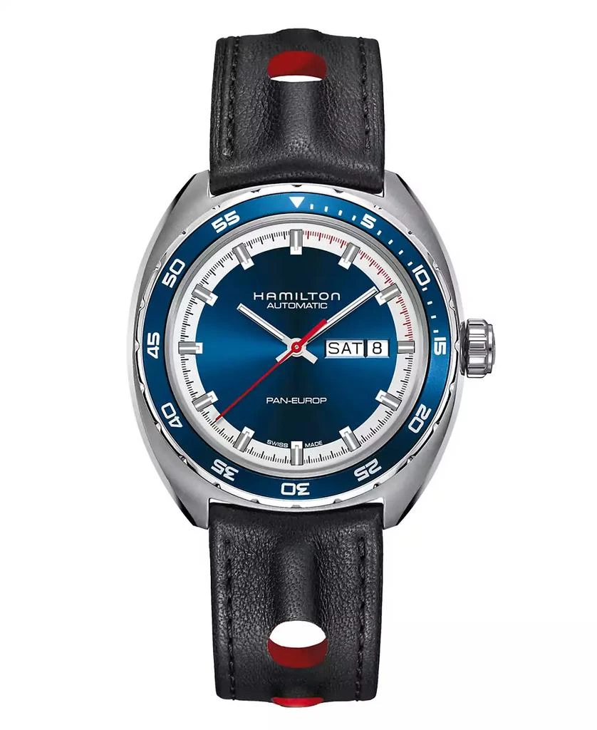 商品Hamilton|Men's Swiss Automatic Pan Europ Interchangeable Fabric and Leather Strap Watch Set 42mm H35405741,价格¥9218,第2张图片详细描述