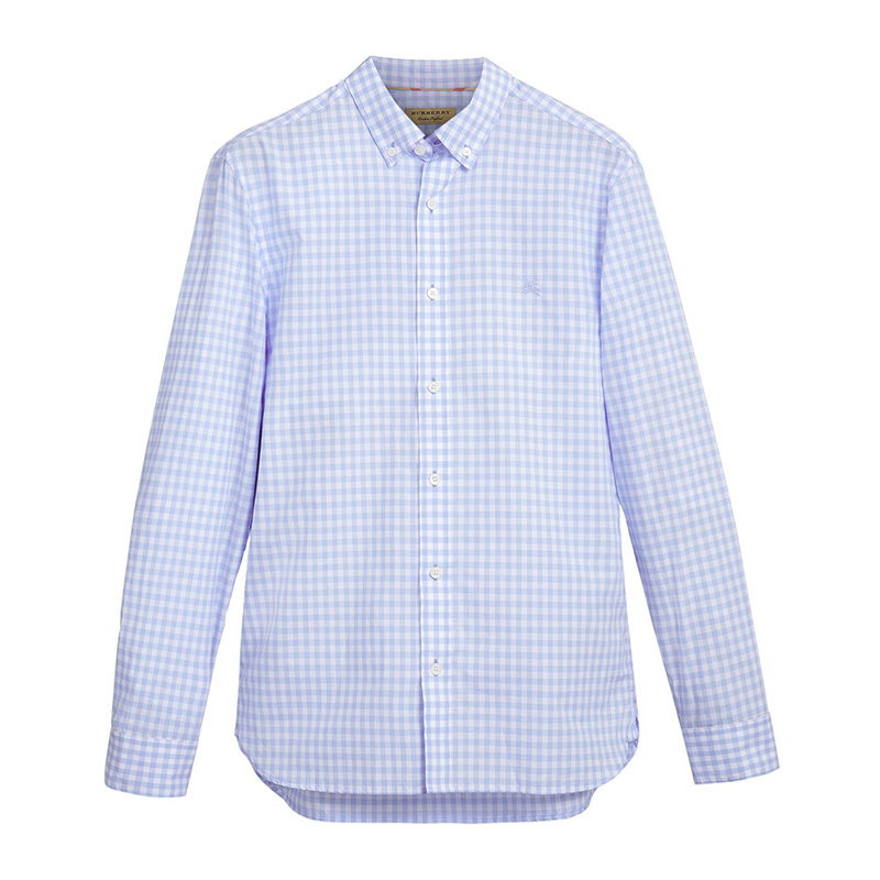 商品Burberry|Burberry 博柏利 男士格纹淡蓝色衬衫 4054166,价格¥1309,第1张图片