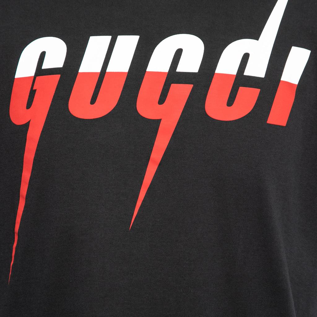 Gucci Black Cotton Blade Logo Print T-Shirt S商品第3张图片规格展示