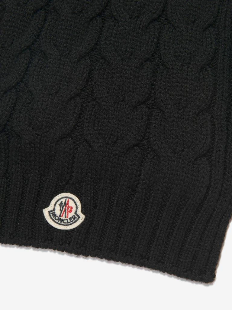 商品Moncler|Moncler Black Boys Wool Knitted Logo Scarf,价格¥1265,第3张图片详细描述