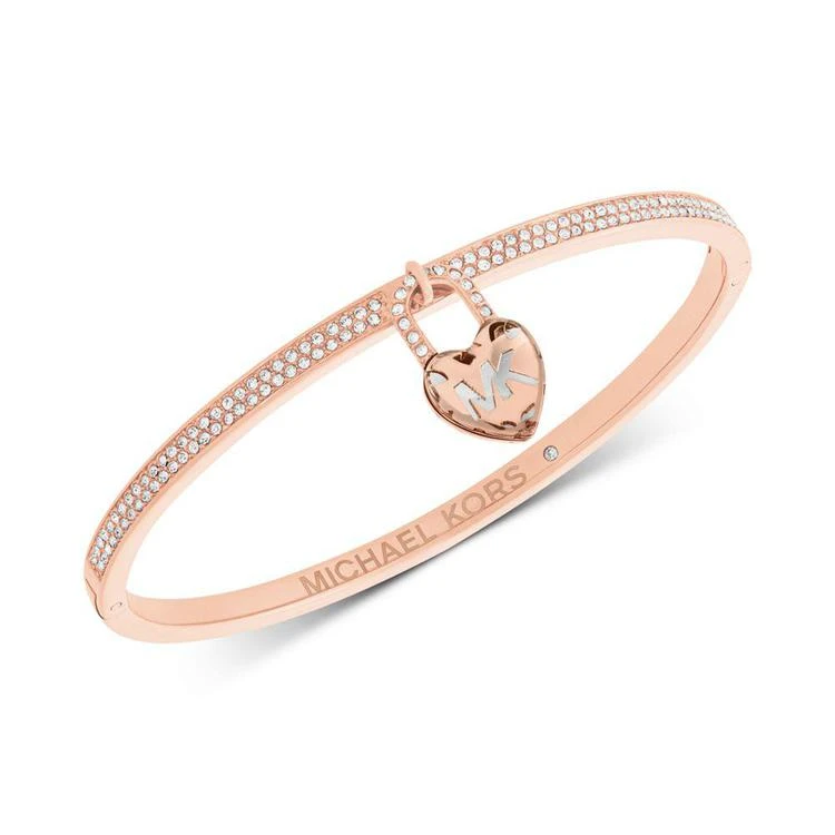 商品Michael Kors|Pavé & Heart Lock Charm Bangle Bracelet,价格¥939,第2张图片详细描述