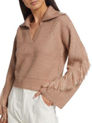 Fringed Johnny Collar Sweater商品第4张图片规格展示