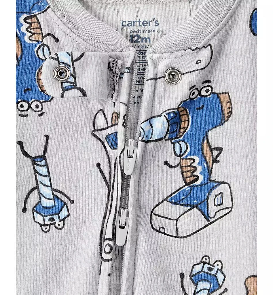 商品Carter's|Baby Boys Construction-Print 100% Cotton Long-Sleeve Snug-Fit 1-Piece Footed Pajamas,价格¥89,第2张图片详细描述