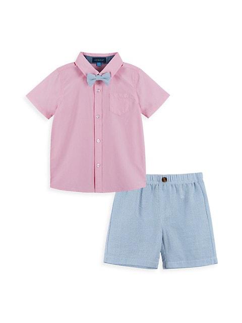 Little Boy's 2-Piece Button-Up Shirt & Seersucker Shorts Set商品第1张图片规格展示