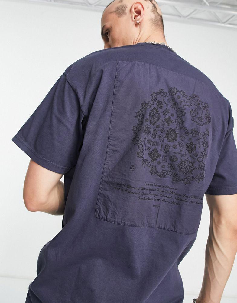 Carhartt WIP verse paisley patch t-shirt in blue商品第1张图片规格展示