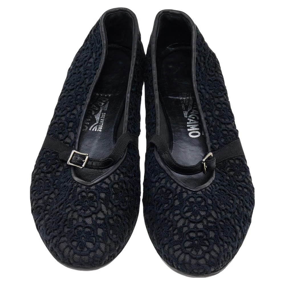商品[二手商品] Salvatore Ferragamo|Salvatore Ferragamo Black Lace Ballet Flats Size 38.5,价格¥1524,第3张图片详细描述